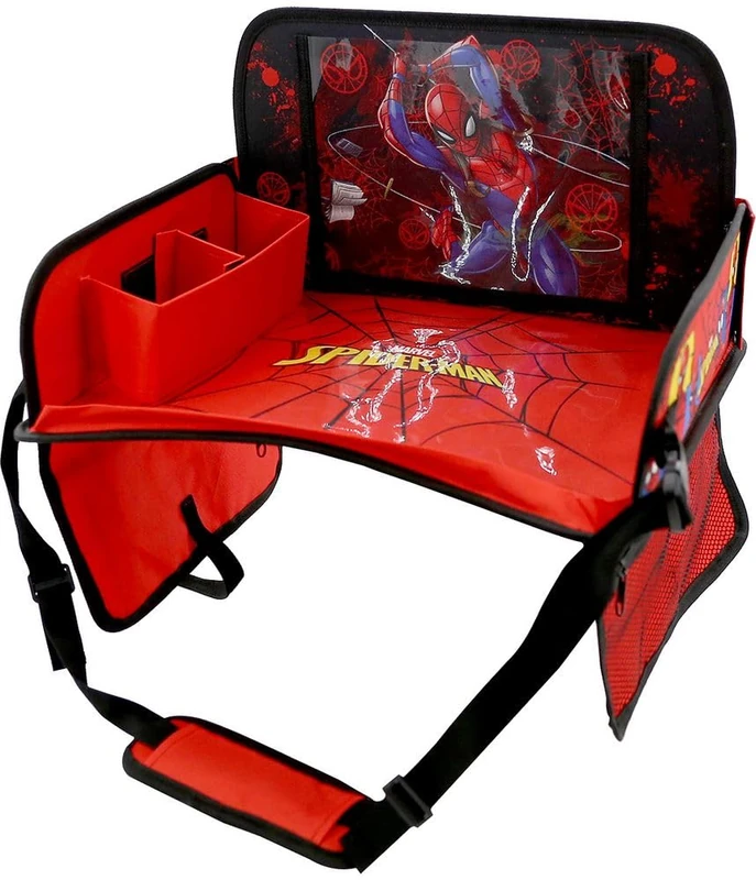 TataWay in viaggio si cresce Spider Man Travel Table - Spiderman Resealable and Adjustable Travel Tray with Pockets and Tablet Holder