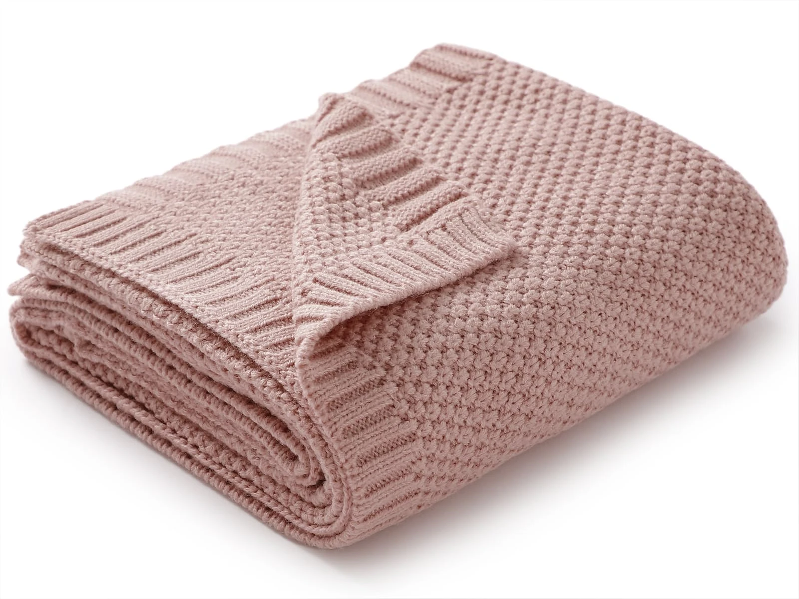 mimixiong Baby Blanket Soft Lightweight Knitted Blanket, Pram/Travel/Moses Basket Baby Blankets for Newborn Baby Boy Girls - 100 x 80 cm, Pink