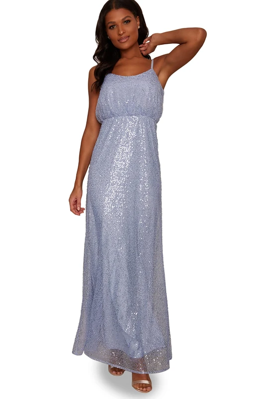 Chi Chi London Women's Chi Frances Dress Cocktail, Blue, 12