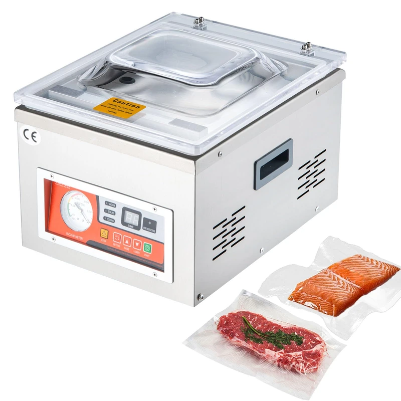 Vevor Chamber Vacuum Sealer, DZ-260A 6.5 m³/h Pump Rate, Excellent Sealing Effect with Automatic Control, 220V Kitchen Packaging Machine for Fresh Meats, Fruit Saver, Home, Commercial Using, Silver