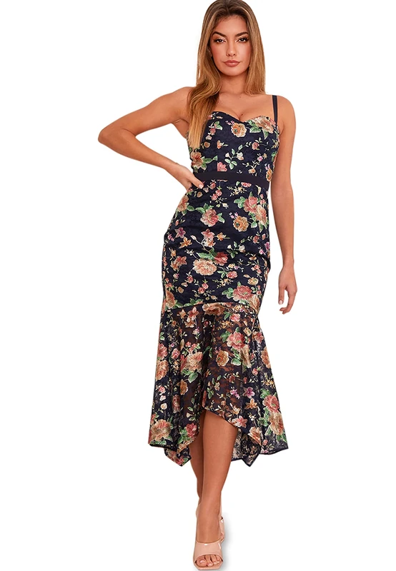 Chi Chi London Women's Chi Larnia Dress Cocktail, Navy, 14