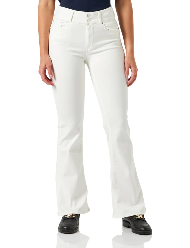 Replay women's flared jeans Newluz Flare comfort fit with power stretch, white (Natural White 100), W32 x L32