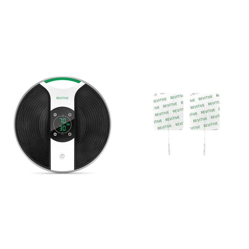 Revitive Medic Circulation Booster - Fight Tired, Drug-Free Relief from Persistent Foot & Leg Problems, White & Revitive Electrode Thigh Pads