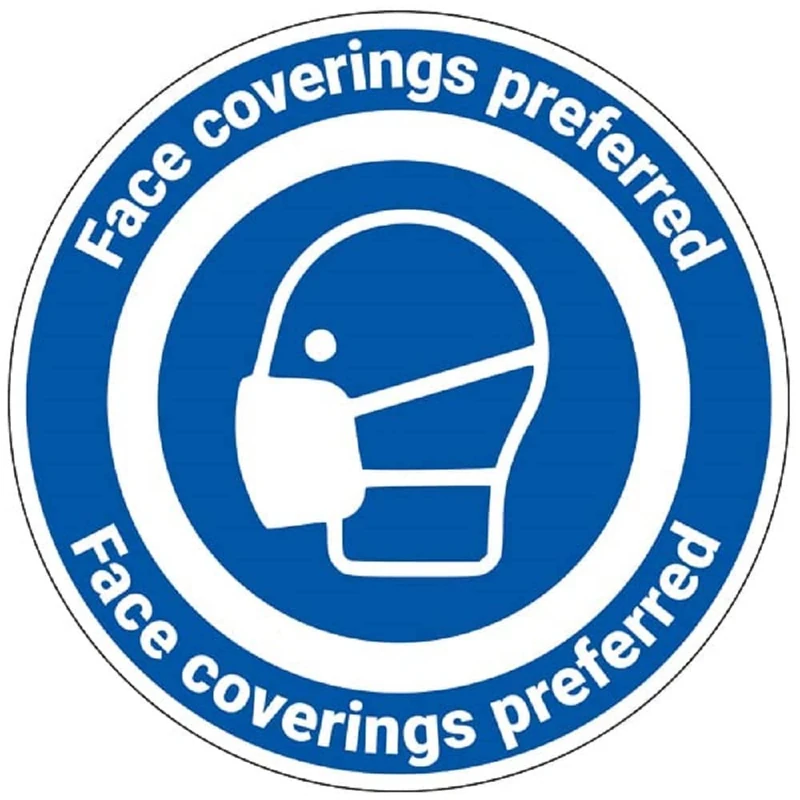 Face Coverings Preferred - 300x300mm - Self Adhesive Floor Sticker