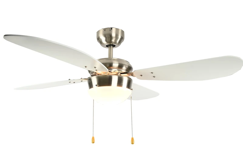 Ceiling fan Classic Nickel / White with Lighting and Pull Chains