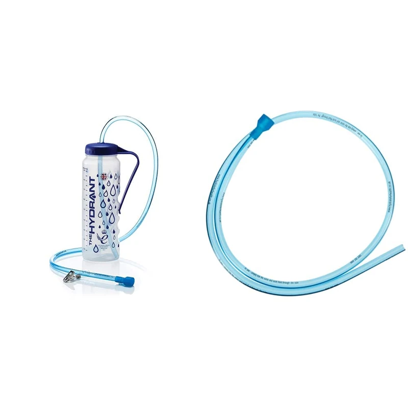 Hydrate for Health The Hydrant 1 L Drinking Bottle with Tube, Latex free (Eligible for VAT Relief in The UK) & NRS Healthcare Spare Tube and Valve for Hydrant Water Bottle