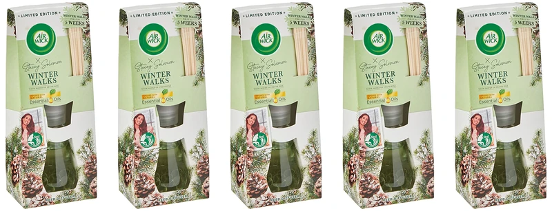 Air Wick, Winter Walks Fresh Pine, Reed Diffuser Air Freshener (Pack of 5 x 33ml)