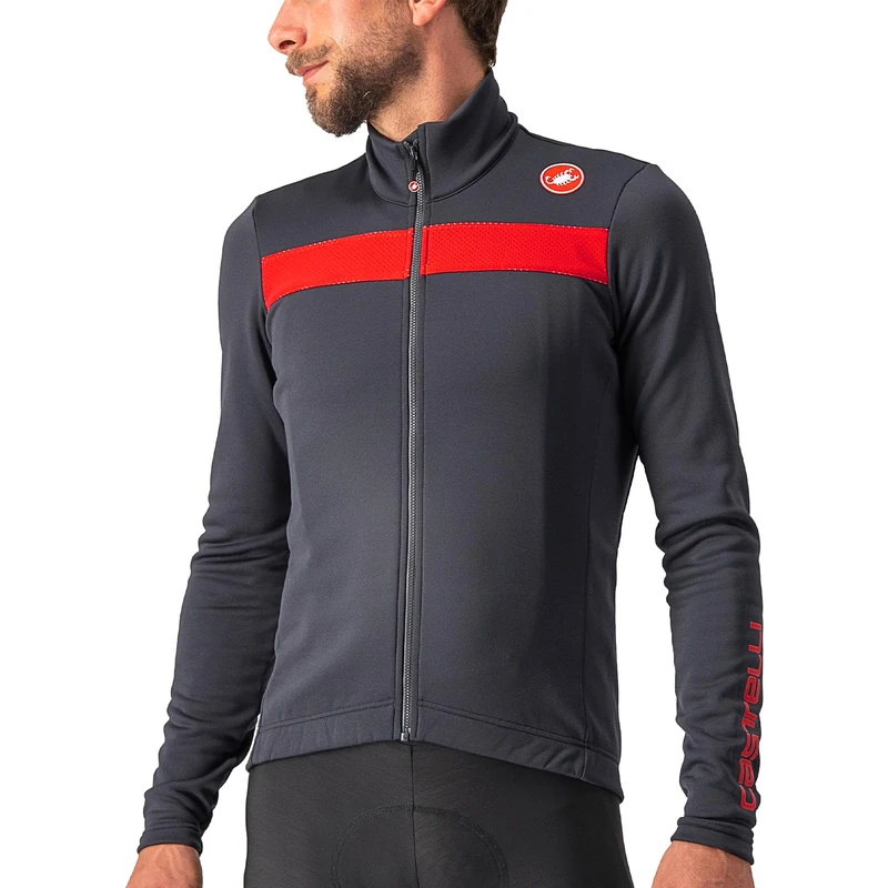 CASTELLI Puro 3 Jersey FZ, Dark Gray/Red Reflex, XS