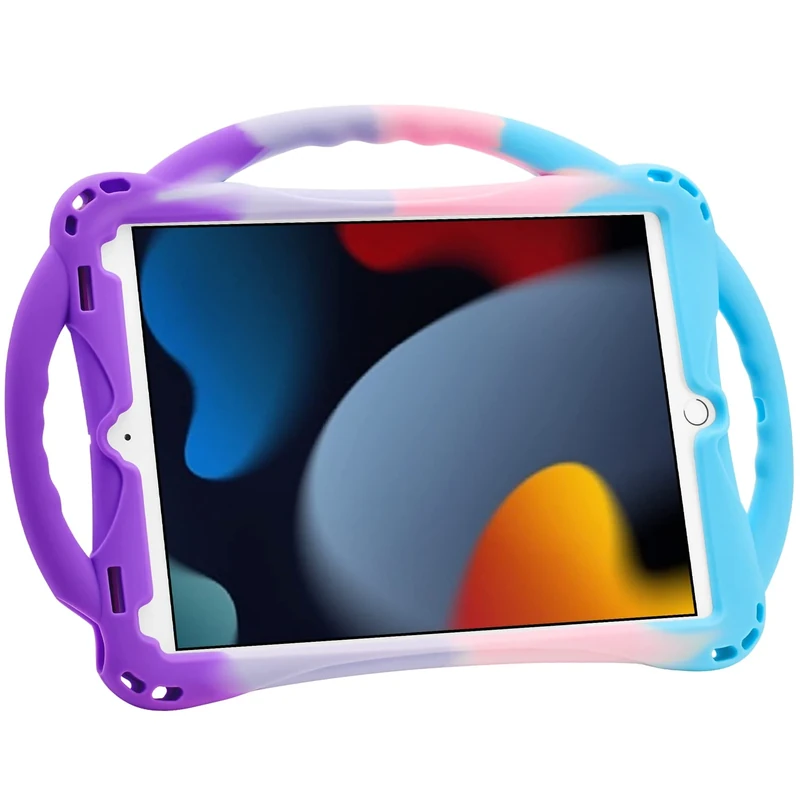 TopEsct Kids Case for iPad 10.2 9th Gen (2021)/8th Gen (2020)/7th Gen (2019), Shockproof Handle Stand Case Compatible with iPad 7th/8th/9th Gen 10.2(Purple&Turquoise)