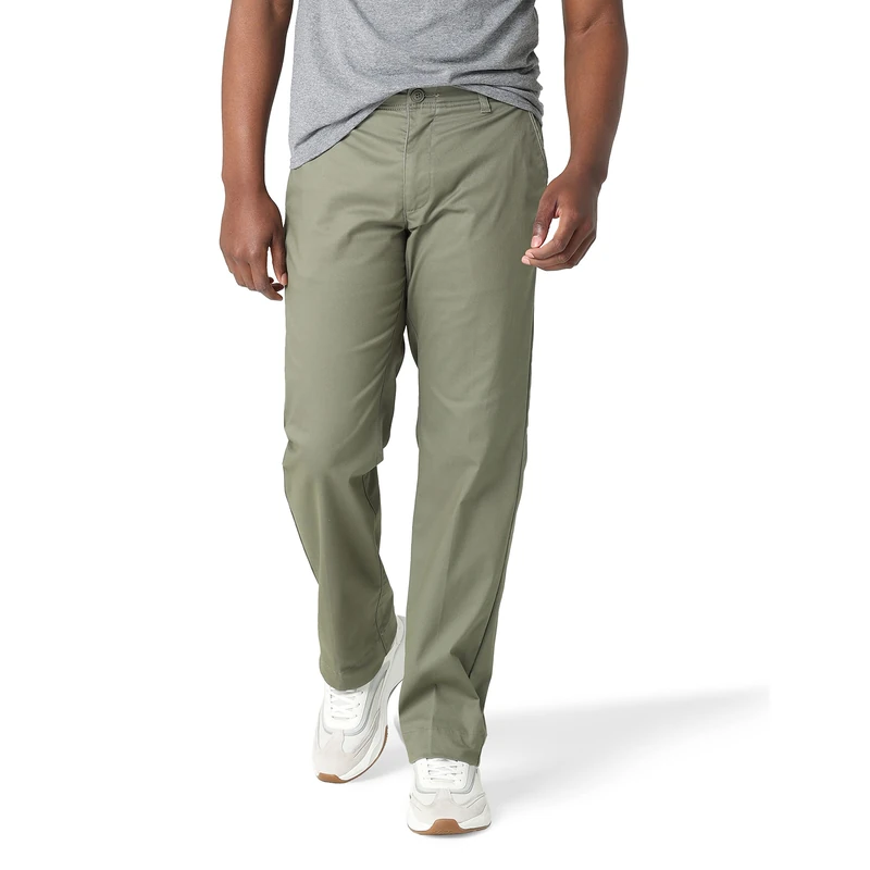 Lee Men's Performance Series Extreme Comfort Straight Fit Pant, Muted Olive, 34W x 30L