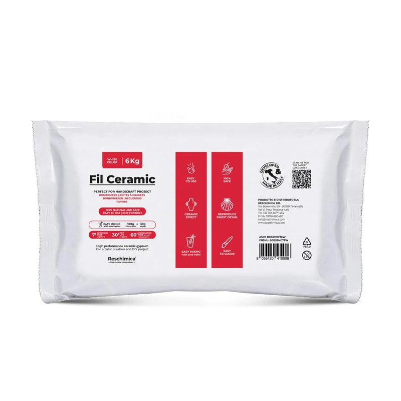 Non-Toxic Casting Plaster Powder, Air-Drying, Odorless Ceramic Plaster, for DIY Projects & Creative Crafts, White, Easy to Use (White, 6 kg)