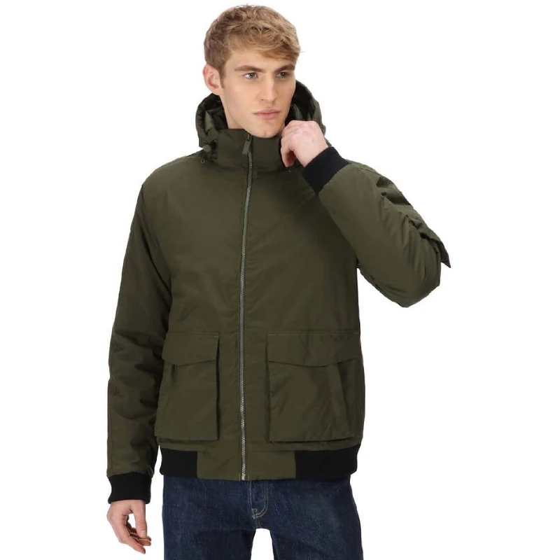 Regatta Mens Faizan Hooded Waterproof Jacket Dark Khaki L Isotex 8000 Thermo-Guard Warmloft Breathable Windproof Recycled