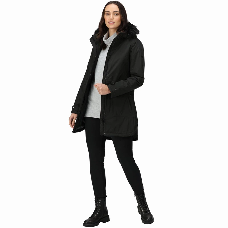 Regatta Womens Sabinka Fur Trim Parka Jacket - Black - 18