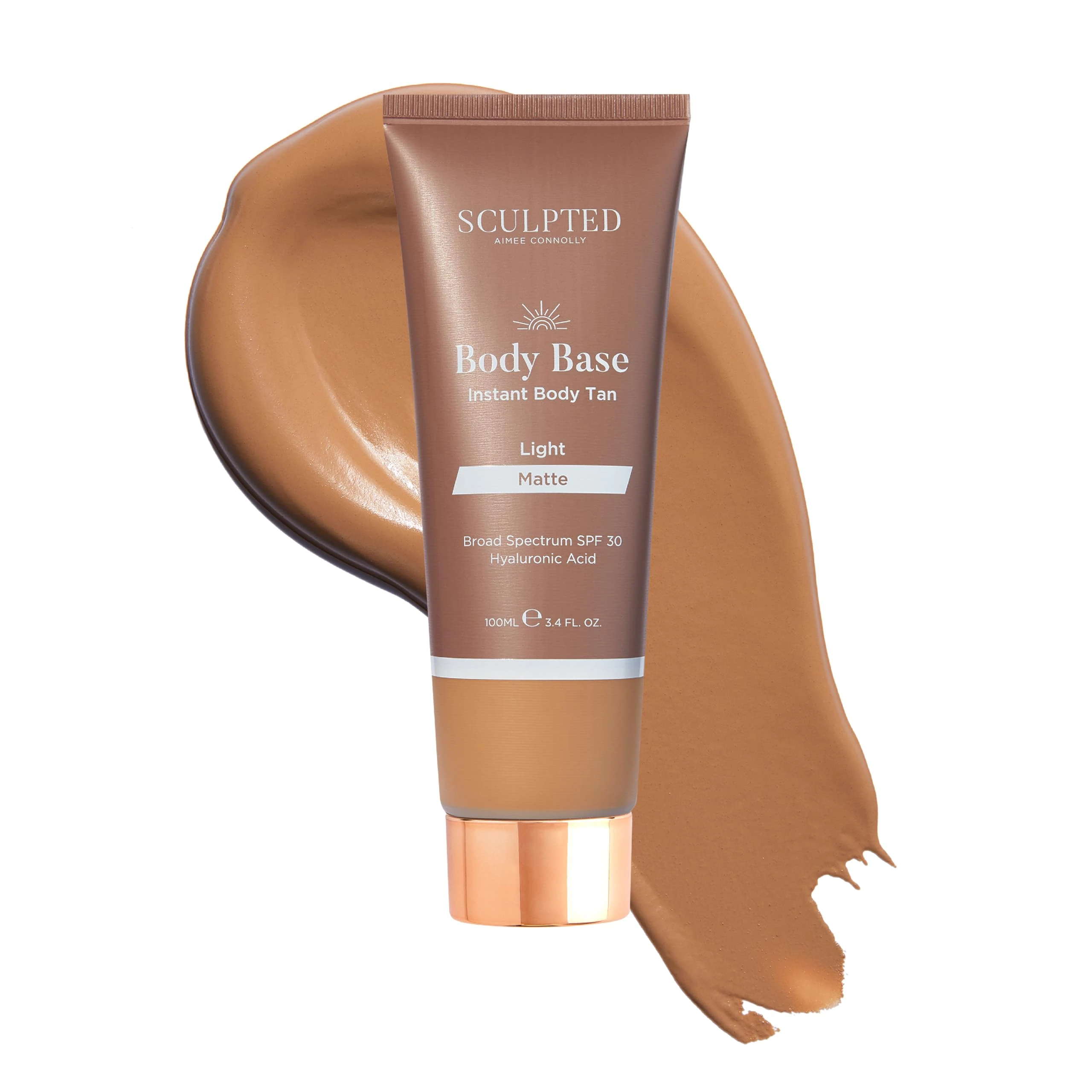 Body Base Instant Tan from Sculpted by Aimee 100ml - Water-Resistant, Hydrating, Luminous Lotion with SPF30 for an Instant Natural Tan (Light Matte)