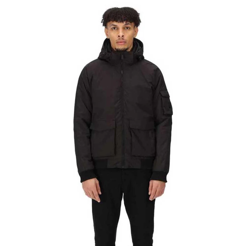 Regatta Mens Faizan Hooded Waterproof Jacket (S) (Black)