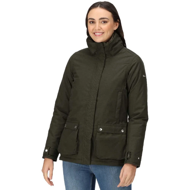 Regatta Womens/Ladies Leighton Waterproof Jacket (14 UK) (Dark Khaki)