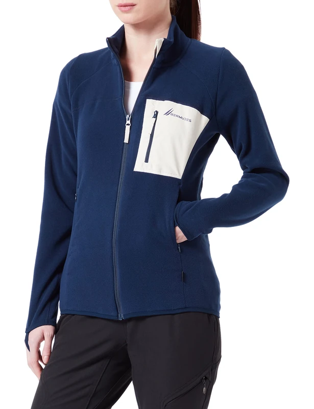 Bermudes Women's Morgat Fleece Jacket, Navy Blue, UK 12