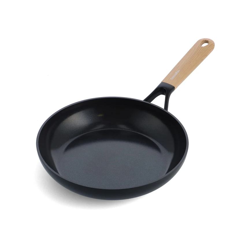 GreenPan Eco-Smartshape Healthy Ceramic Non-Stick 24 cm Frying Pan Skillet, Light Wood, PFAS-Free, Induction Suitable, Black