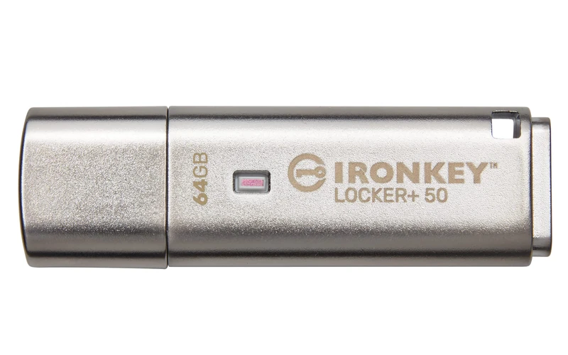 Kingston IronKey Locker+ 50 USB Flash Drive XTS-AES Encrypted for Data Protection with Automatic USBtoCloud Back Up-IKLP50/64GB