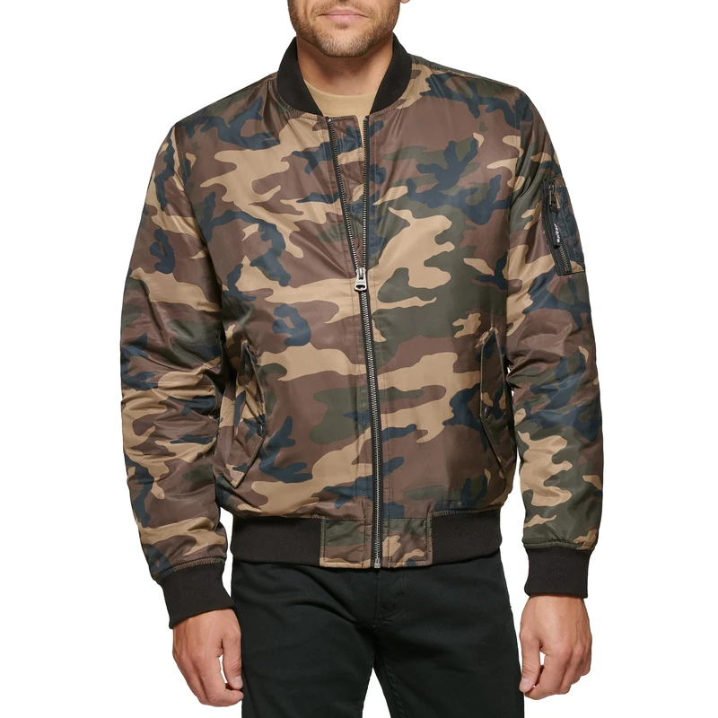 Levi's Men's MA-1 Flight Lightweight Zip-Up Bomber Jacket, Camo Ma-1 Filled, M