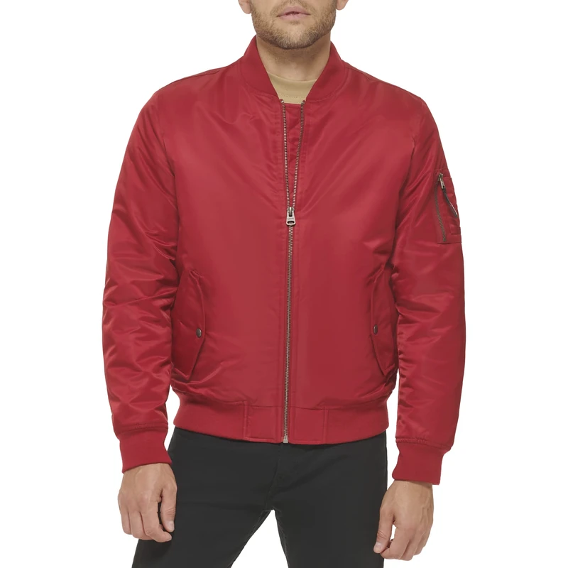 Levi's Men's MA-1 Flight Bomber Jacket - Red, M