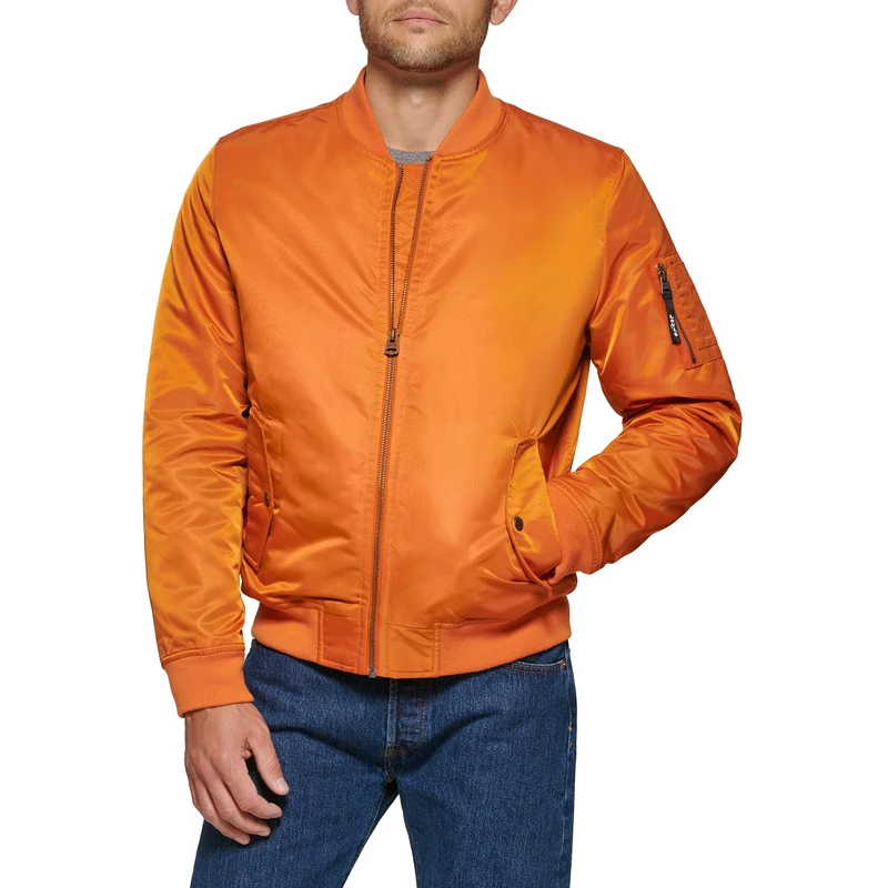 Levi's Men's MA-1 Flight Lightweight Zip-Up Bomber Jacket, Orange Ma-1 Filled, XXL