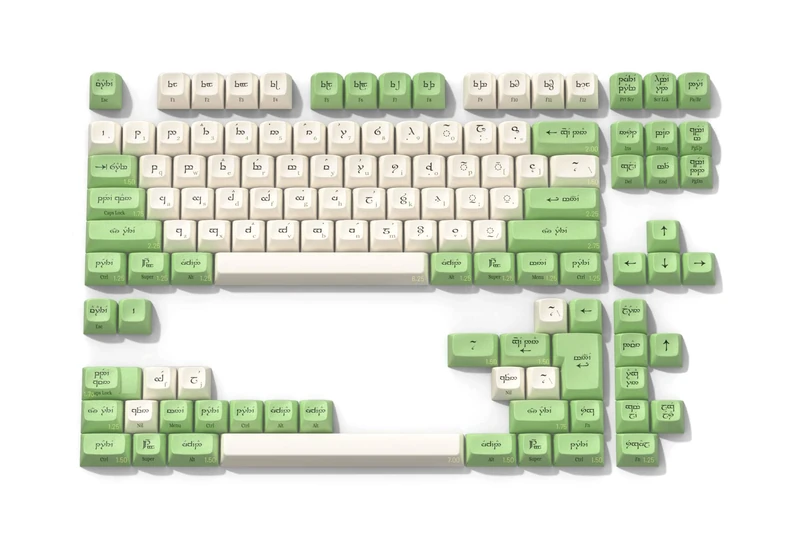 DROP The Lord of The Rings MT3 Elvish Keycap Set, PBT Hi-Profile, Cherry MX Style Keyboard Compatible with 60%, 65%, 75%, TKL, WKL, HHKB, and More (Elvish Training Base Kit)