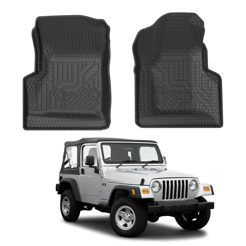 Mixsuper Custom Fit for Floor Mats 1997-2006 Jeep Wrangler TJ All Weather Floor Liners 1st Row Mat Liner Set