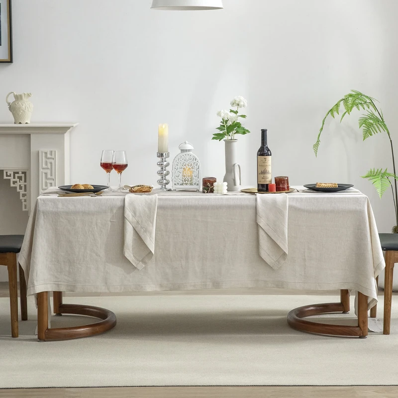 EVERLY Linen Table Cloth, 100% Stonewashed French Linen Table Cloths for 6-Foot Rectangle Tables 60x108 Inches, Washable Thanksgiving Tablecloths, Decorative Halloween Table Cloth