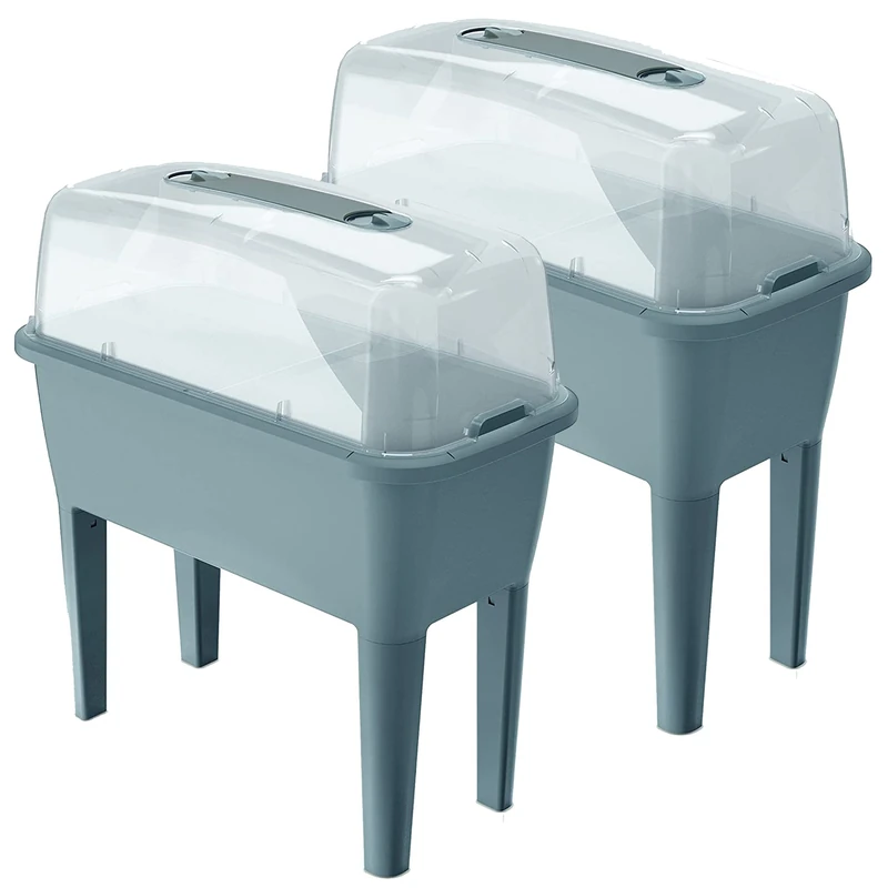 Well Home MOBILIARIO & DECORACIÓN 2 Units of Urban Garden with Greenhouse of 52 liters in Polypropylene 77 x 38 x 82 cm Grey Colour - Image 1