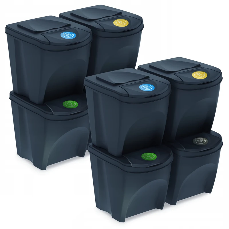Well Home Mobiliario & Decoración 2 Units Set of 4 Recycling Cubes 100l prosperplast sortibox Plastic in Anthracite Color