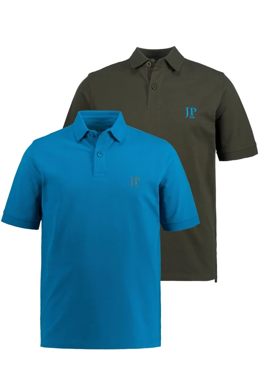 JP 1880 Men's Poloshirts, 2er-Pack Polo Shirt Blue Turquoise 6XL