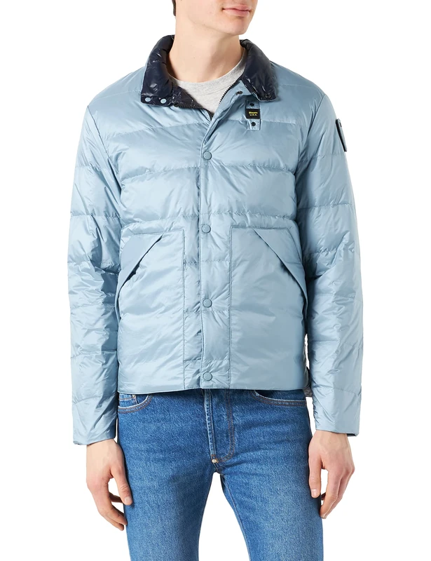 Blauer Men's Down Padded Short Jackets Quilted, 838 Light Blue Powder, M