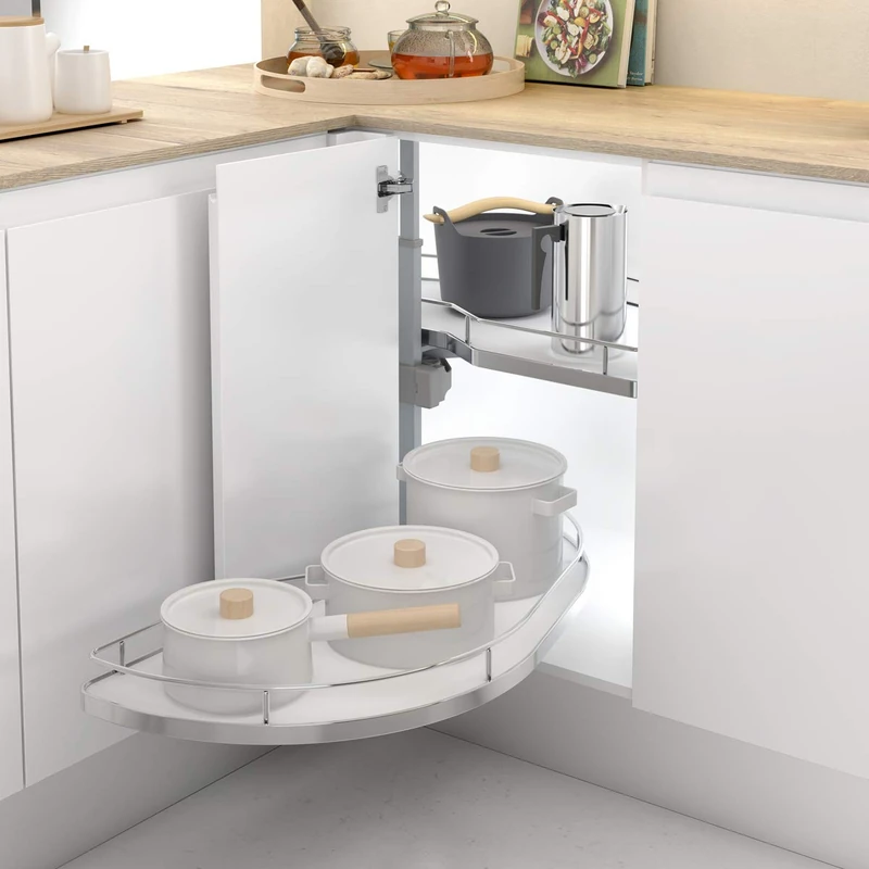 Menage Confort Dolphin I Corner Sliding Tray, White Melamine, Furniture Width 400 mm - Image 1