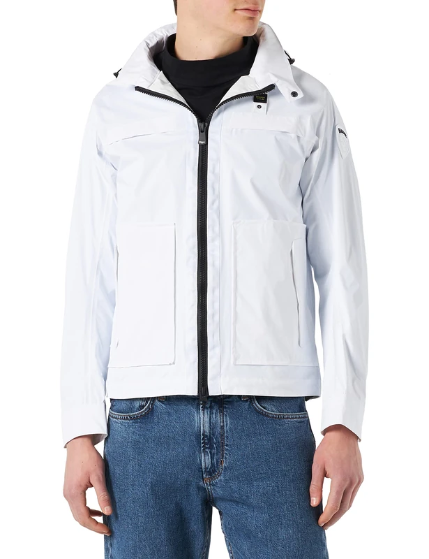 Blauer Men's Short Taped Jackets, 100 Optical White, XL