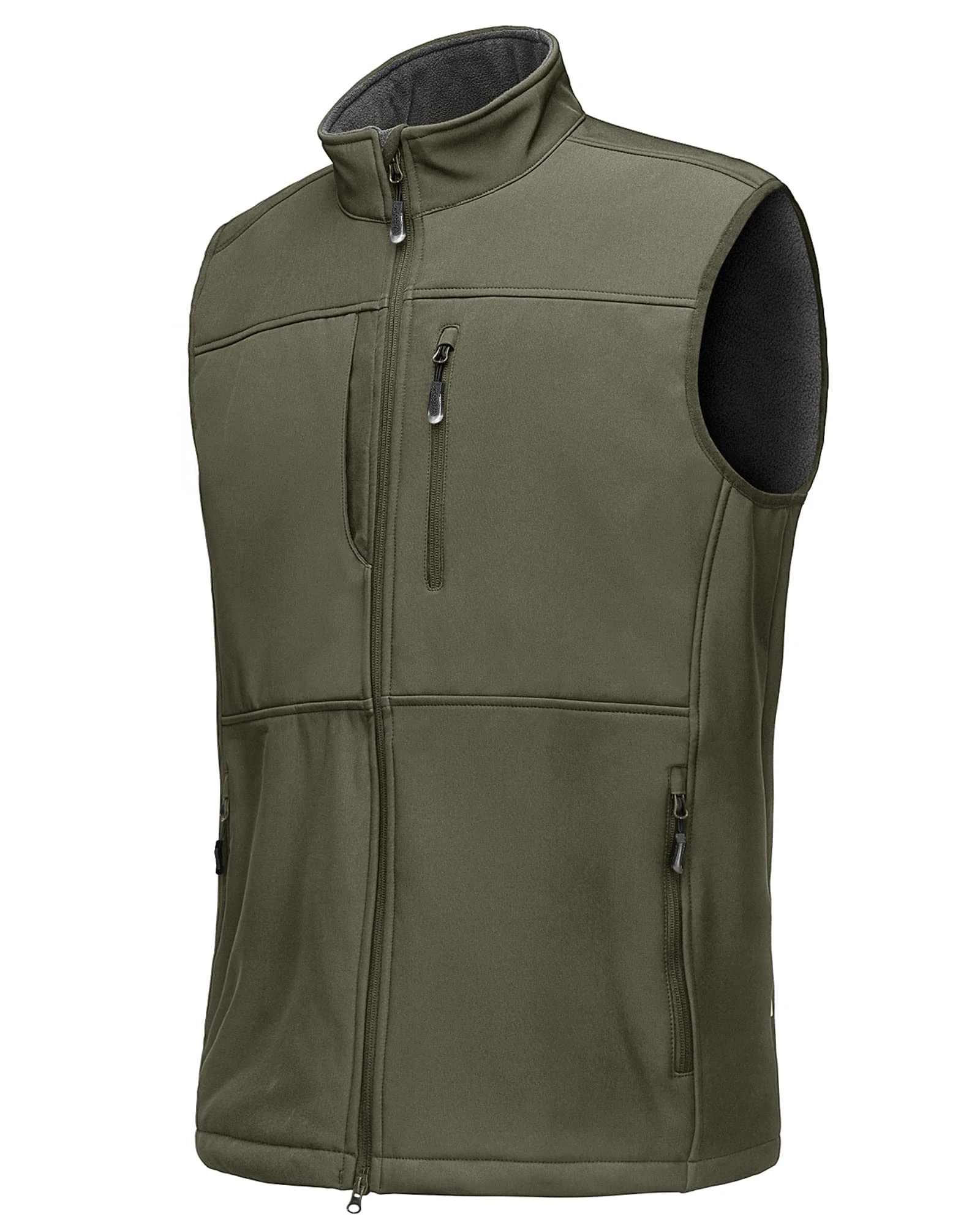 33,000ft Mens Softshell Gilet Activewear Vests Windproof Fleece Lined Outerwear Zipped Pockets Sleeveless Softshell Jacket for Leisure, Golf, Travelling Green XL