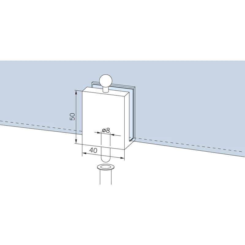Dorma Glas Sliding Lock (Door Stopper) with Floor Bushing, Glass Door Fitting, Anodised Aluminium Silver
