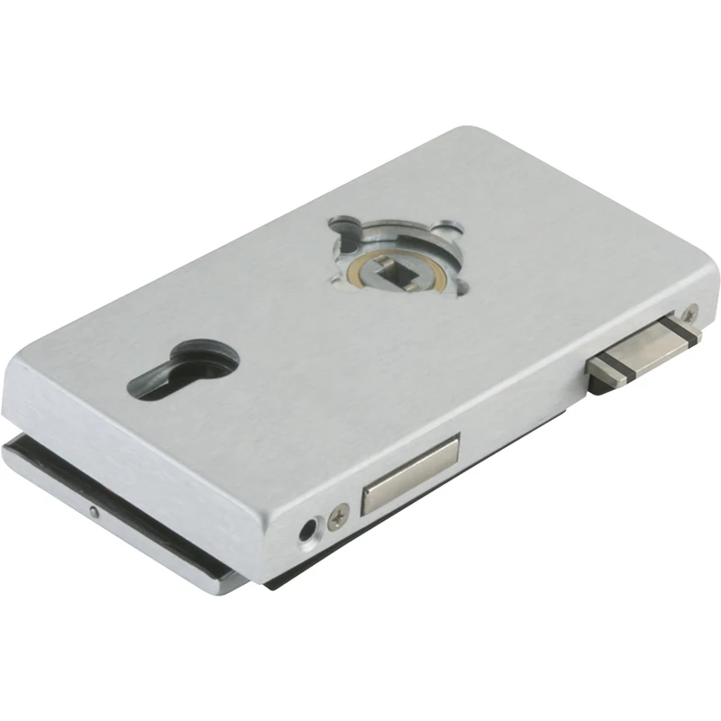 DORMAKABA Glass Door Lock Junior Office Classic PZ, Glass Thickness 8 mm, Aluminium Silver Anodised