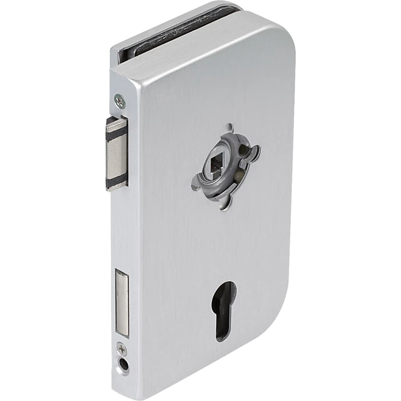 Dorma Glas Junior Office PZ Glass Door Lock with Change, Glass Thickness 8 mm, Right Glass Fitting - Anodised Aluminium Silver