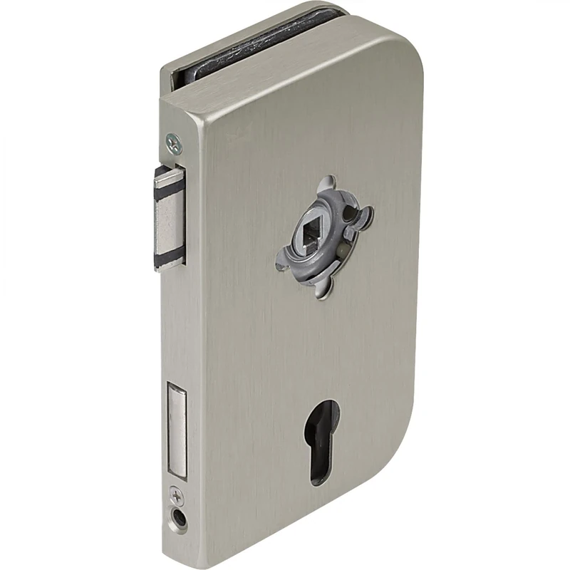 Dorma Glas Junior Office PZ Glass Door Lock with Change, Glass Thickness 8 mm, Right Glass Fitting - Aluminium Stainless Steel Effect
