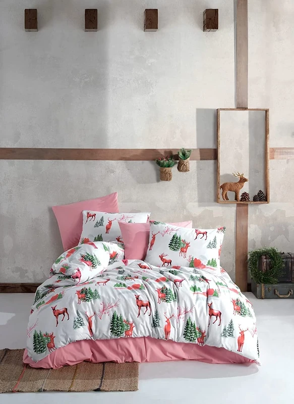 Bonateks, Double Ranforce Duvet Cover Set 100% Cotton, Duvet Cover: 200 x 220 cm, Fitted Sheet: 240 x 260 cm, Pillowcase: 50 x 70 cm (2 pieces)