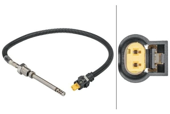 HELLA 6PT 358 181-741 Sensor, exhaust gas temperature - 2-pin connector - Bolted - Cable: 375mm