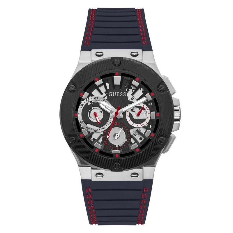GUESS Men Analog Quartz Watch with Silicone Strap GW0487G1