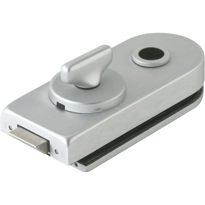 Dorma Glas Studio Rondo WC Toilet Lock, Glass Door Lock with Latch Olive, 8 mm Glass Thickness, Anodised Aluminium Silver - Image 1