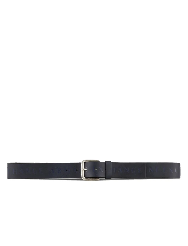 Armani Exchange Men's Logo Print Belt, Blue Navy, Extra Small, Navy blue, XXS