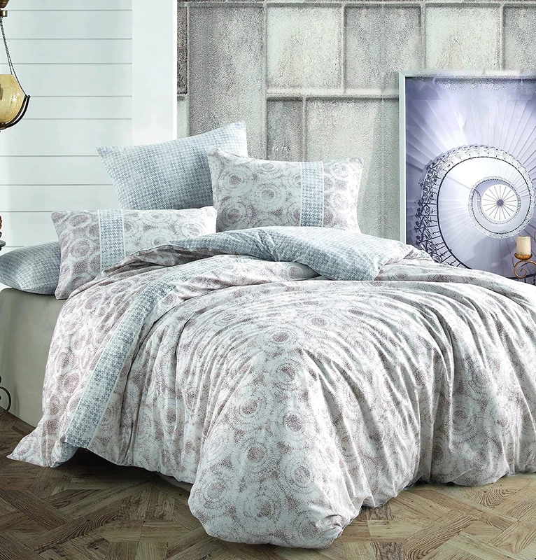 Bonateks, Double Ranforce Duvet Cover Set 100% Cotton, Duvet Cover: 160 x 220 cm, Fitted Sheet: 160 x 240 cm, Pillowcase: 50 x 70 cm