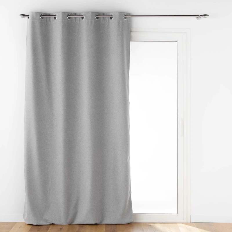 Douceur d'Intérieur, Curtain with Eyelets 140 x 260 cm Jupiter Grey Insulation - Image 1
