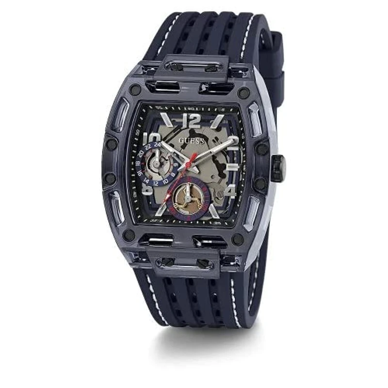 GUESS Men Analog Quartz Watch with Silicone Strap GW0499G1