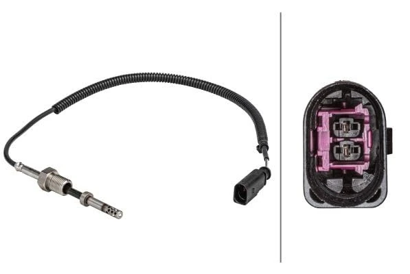 HELLA 6PT 358 181-101 Sensor, exhaust gas temperature - 2-pin connector - Bolted - Cable: 450mm
