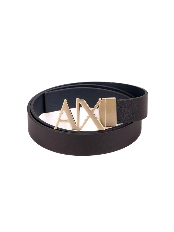 Armani Exchange Men's Essential Reversible Logo Flip Closure Belt, Black/blue navy, 30
